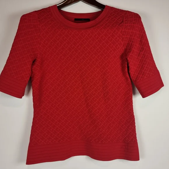 Carolina Herrera Chic Red Textured Knit Top Sz S - Picture 8 of 12
